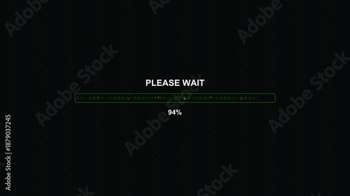 Wallpaper Mural Progress bar showing hexagon grid animation in a digital interface with text requesting user to wait during loading process Torontodigital.ca