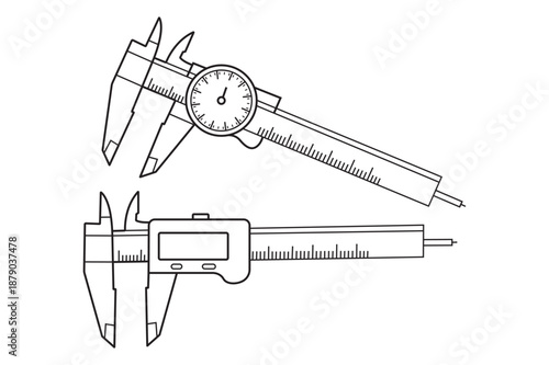 Precision Digital Vernier Caliper and Measuring Gauge Tool Vector