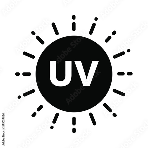 Vector illustration icon black uv sun logo with lines symbolizing ultraviolet radiation