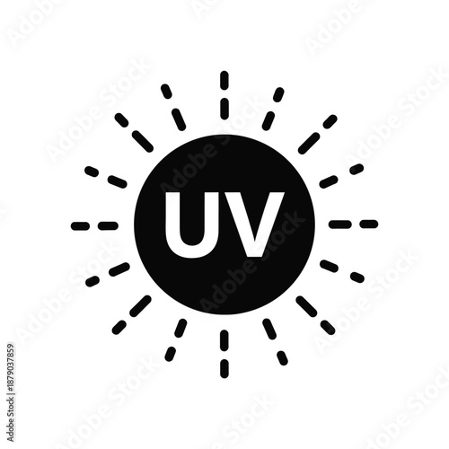 Vector illustration icon black uv sun icon on with rays