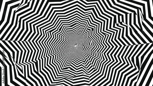 Stunning black and white optical illusion with geometric patterns