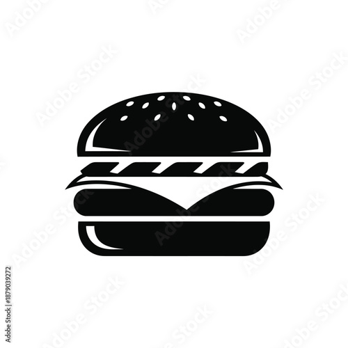 Vector illustration icon a black silhouette of a hamburger