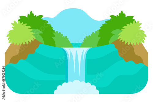 Majestic Waterfall Plunging into Turquoise Pool