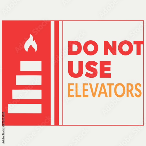 Fire safety sign  emergency evacuation instruction. 