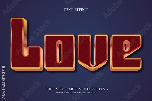 Volumetric Love Text Effect with Velvet and Gold Style