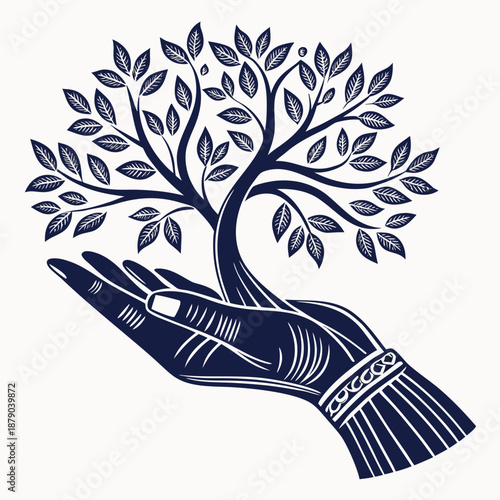 Hand holding a tree