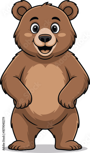 Cartoon bear standing with hands on hips on white background