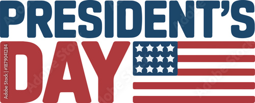 President's Day Banner with American Flag and Typography on White Background