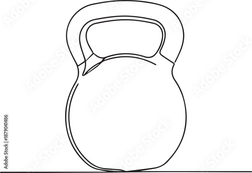 Simple one line drawing of a kettlebell fitness and exercise equipment