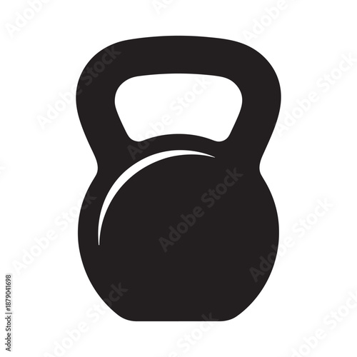 Simple black kettlebell icon illustration depicting fitness and strength training equipment