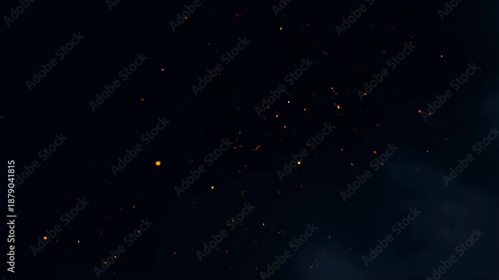 Glowing embers and sparks floating in the dark night sky. Captivating ...