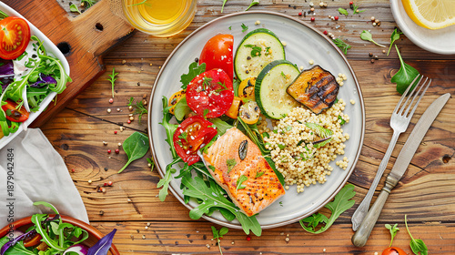 Saumon grillé, des légumes grillés
