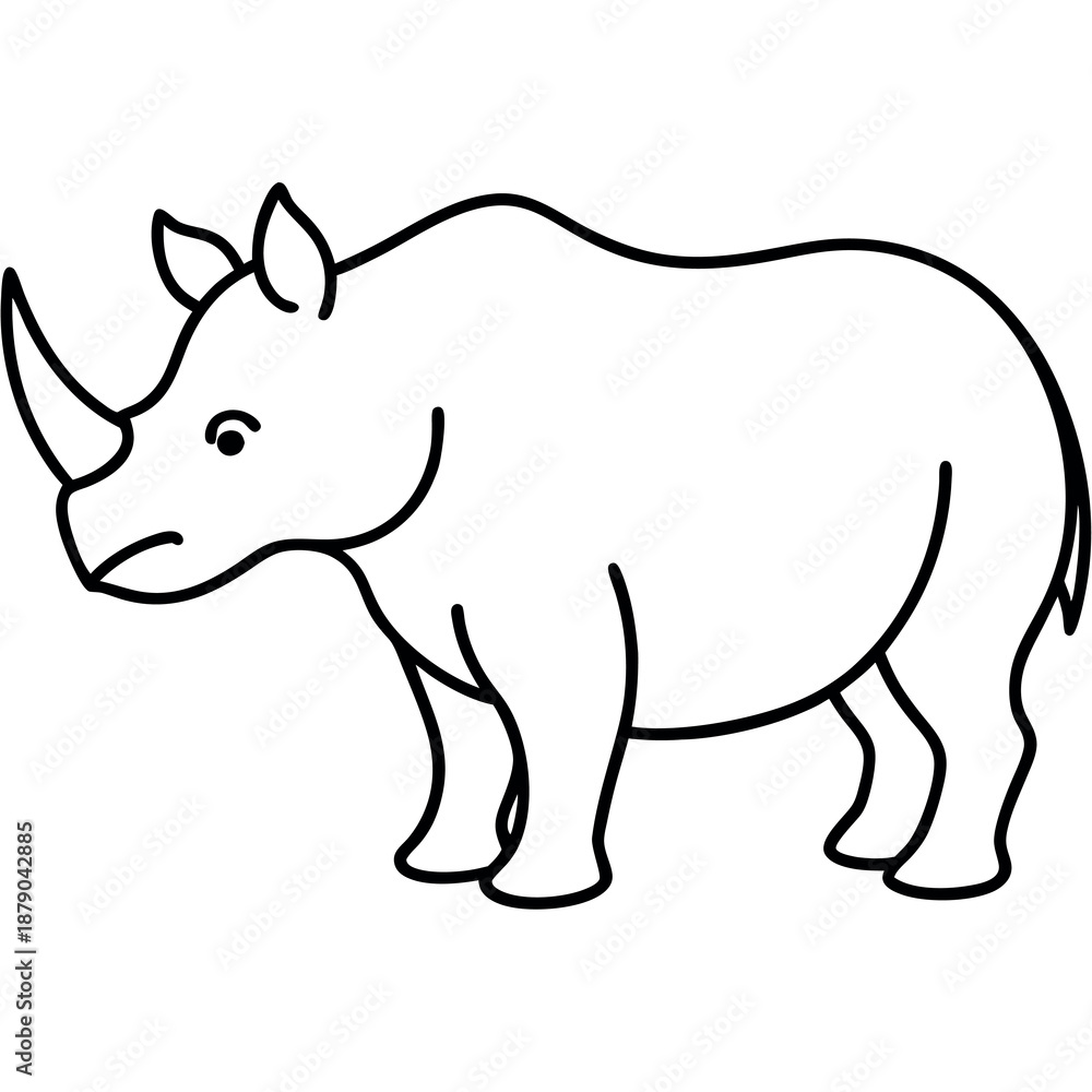 Fototapeta premium Rhinoceros outline vector illustration 