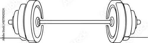 Line art illustration of a standard barbell with weight plates on each side