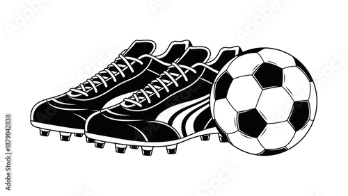 Pair of Soccer Cleats and Soccer Ball on Isolated White Background