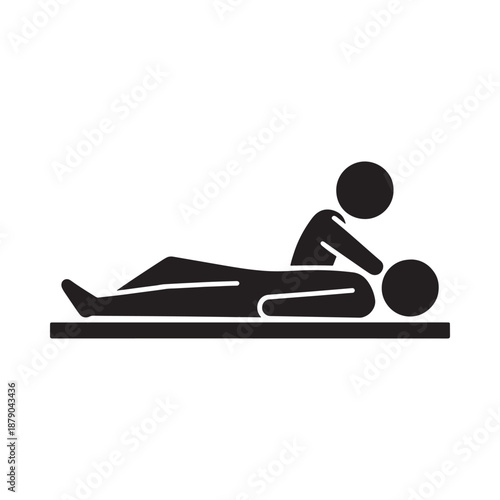 Stick figure depicting a massage session showing a person receiving treatment