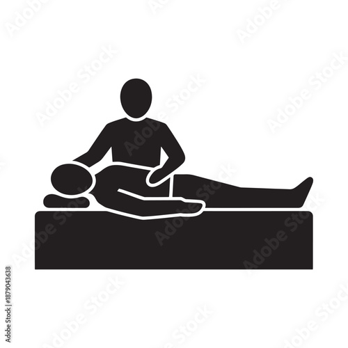 Silhouette of a person receiving physical therapy or massage treatment