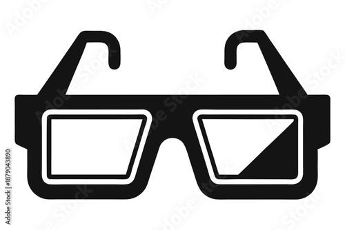 3d glasses line art silhouette vector illustration