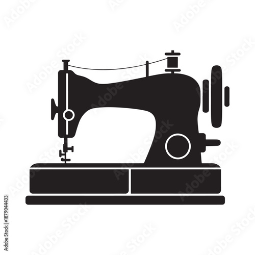 Vintage sewing machine silhouette a classic tool for fabric and design