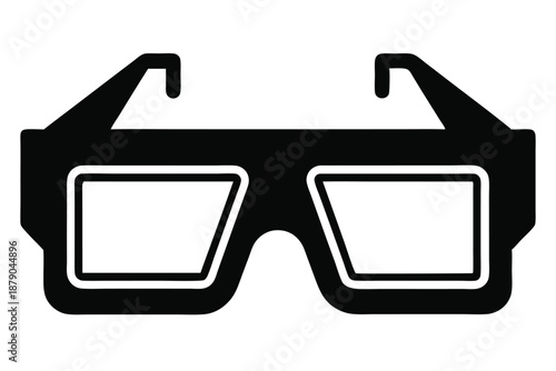 3d glasses line art silhouette vector illustration
