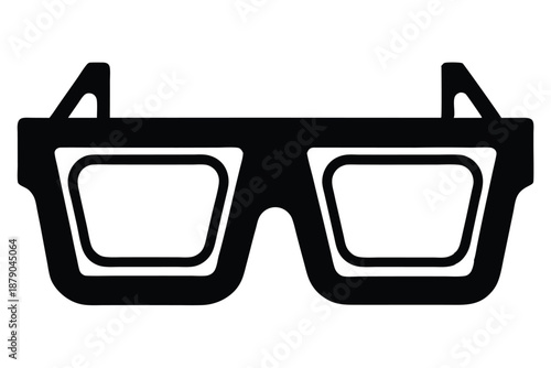 3d glasses line art silhouette vector illustration