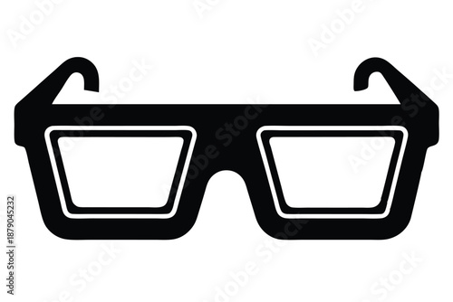 3d glasses line art silhouette vector illustration