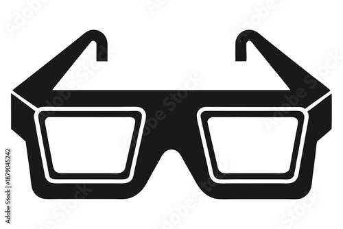 3d glasses line art silhouette vector illustration