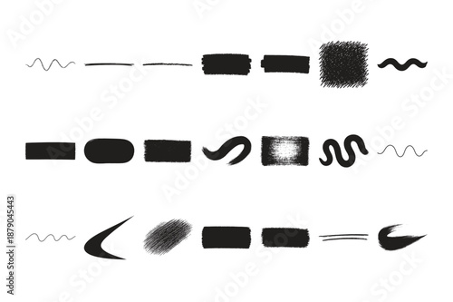 Hand drawn grunge brush strokes and chalk underlines bundle