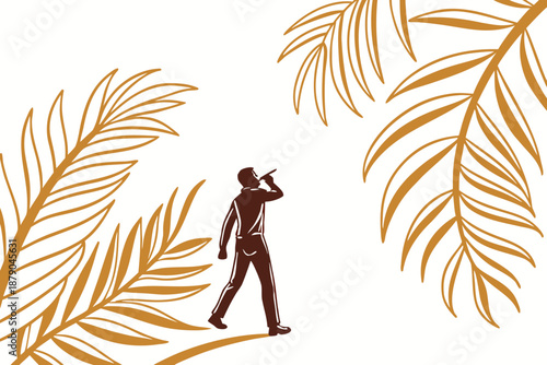 Vector illustration of a man smoking a cigar, vector