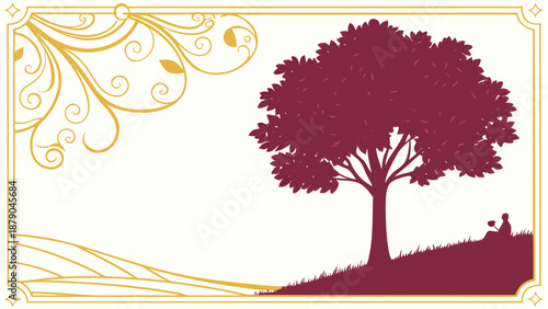 A person enjoying a quiet moment under a tree, vector