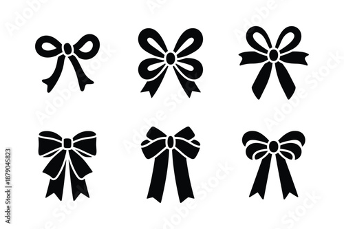 Decorative ribbon bow silhouettes set for gifts