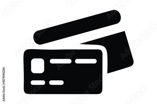 Black icon of two overlapping payment cards