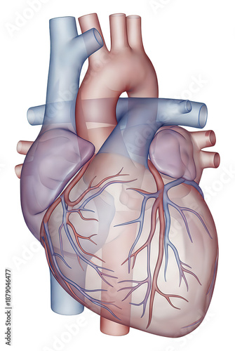 Heart Anatomy 3D Render on White Background