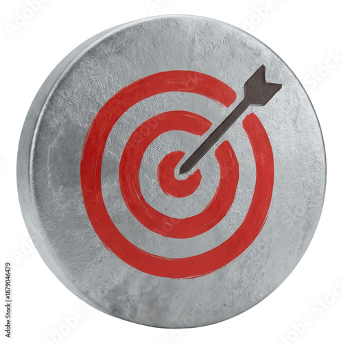 Silver with Red Arrow on Isolated White