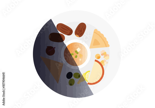 Appetizing Mezze Platter with Dates, Hummus, Olives, and Pita Bread