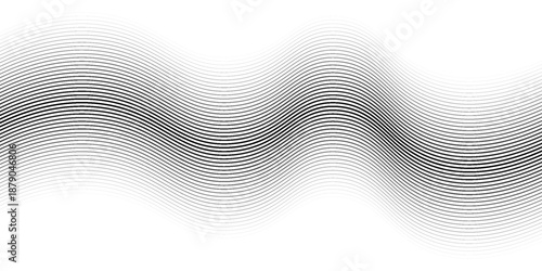 Horizontal line pattern. From thin line to thick. Parallel stripe. Black streak on white background. Straight gradation stripes. Abstract geometric patern.