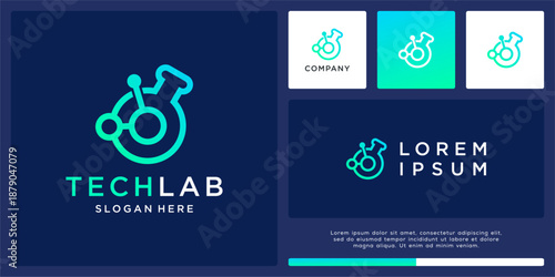 Tech lab logo design abstract outline.