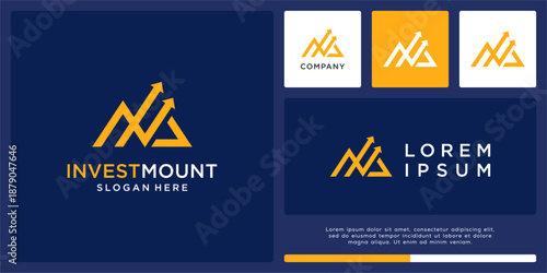 Invest mountain logo design template.