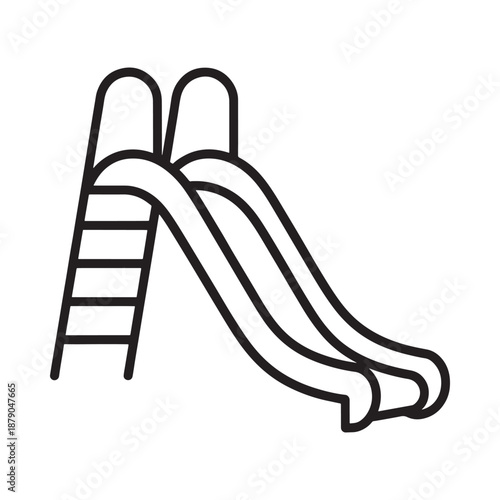 Simple outline of a double playground slide with ladder