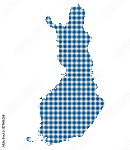Finland Blue Dotted Vector Map with Transparent Background for 6G Research Dev. Map of Finland in dotted style.
