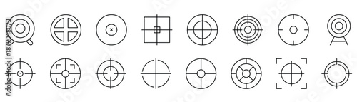 Sniper target and aiming precision icon set,