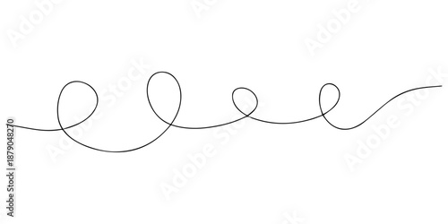 Squiggle continuous one line drawing, and drawn curve line vector set. Abstract swirl and curve line. One continuous squiggle line. Curve wave seamless pattern. Swirl and wave Line, Vector