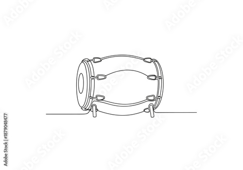 Line Art Illustration of a Bass Drum with Stand