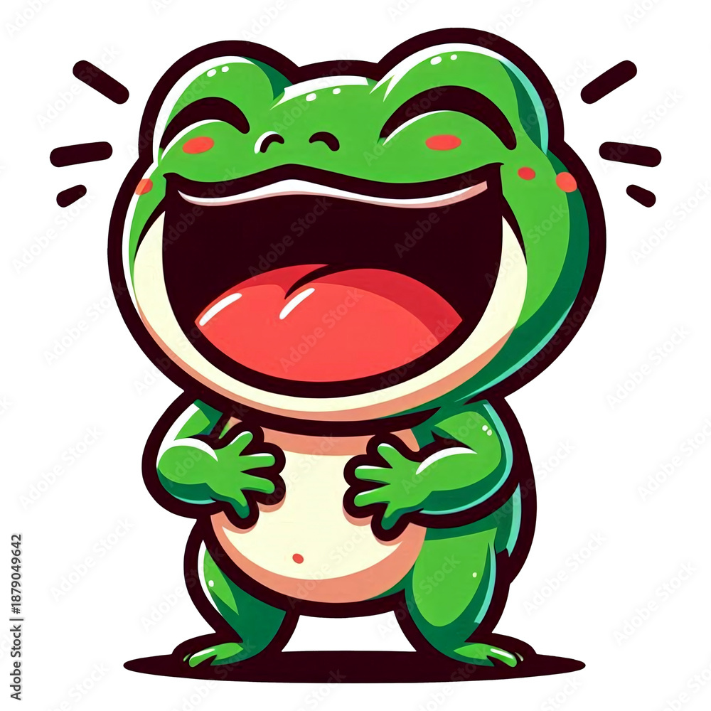 Fototapeta premium A frog laughing with eyes closed