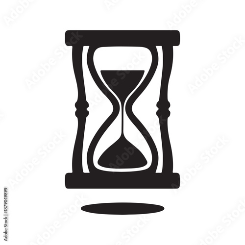 Black and white illustration of an hourglass symbolizing the passage of time and the concept of urgency