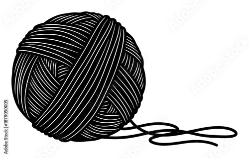 Yarn Ball Silhouette - Minimalist Vector Illustration