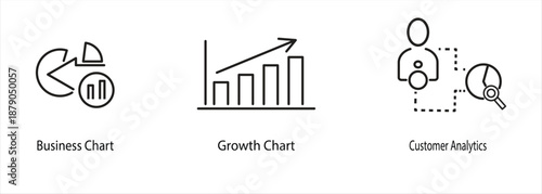Business Growth & Customer Analytics Line Icon – Data Driven Performance Chart