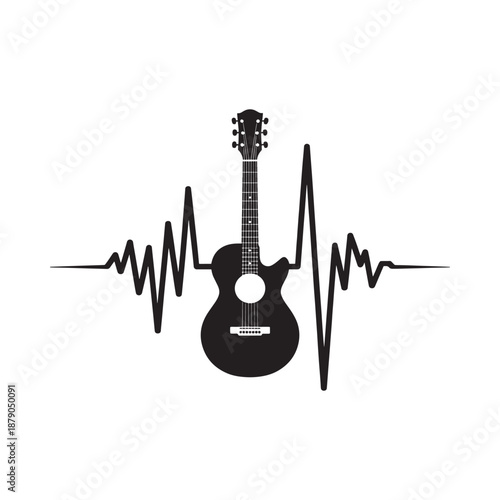 Guitar heartbeat A musical rhythm visualized as an electrocardiogram design