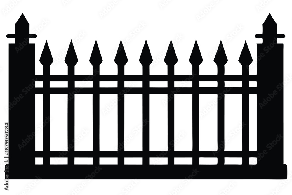 Fototapeta premium fence section line art silhouette vector illustration