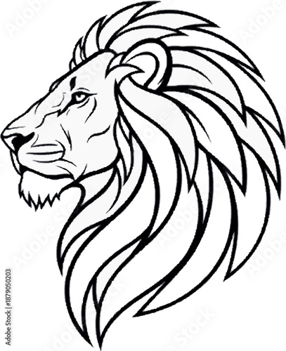 A majestic and powerful stylized lion head in profile, showcasing fierce determination and royal strength, ideal for symbolic branding and impactful designs for various uses